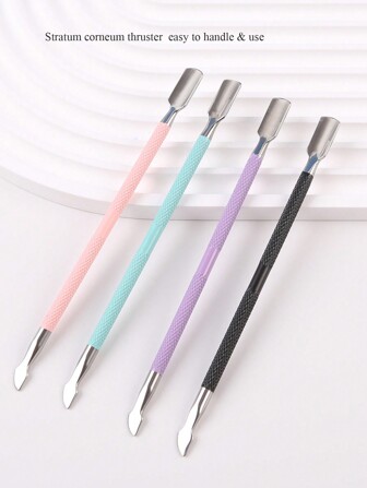 1pc Stainless Steel Cuticle Pusher With Dual-Ended Sharp Edges For Removing Dead Skin, Calluses & Dirt From Nails, Suitable For Women & Beauty Salons