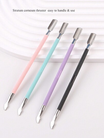 1pc Stainless Steel Cuticle Pusher With Dual-Ended Sharp Edges For Removing Dead Skin, Calluses & Dirt From Nails, Suitable For Women & Beauty Salons