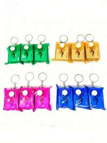 2入組小型撲克牌鑰匙扣-迷你、便攜、多功能鑰匙扣或掛件，可用於袋子、錢包、手機和汽車。是派對禮物和獨特禮品的完美選擇，攜帶方便的小型棋盤遊戲鑰匙扣4厘米/1.57"，適用於聖誕、感恩節禮物和派對遊戲(隨機顏色) - 彩色 - 查看 3