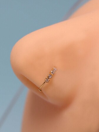 1 pieza Aro de nariz de circonita transparente, Pendiente de cartílago de plata esterlina 925, Adecuado para la nariz, cartílago, hélix, trago, concha, daith