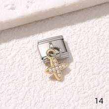 1/5/10 piezas Surtido de dijes encantadores en forma de mariquita, donut, cisne, tacón alto, estrella y helado, serie de dijes modulares italianos para brazalete, accesorios de joyería - Manualidades de joyería DIY
