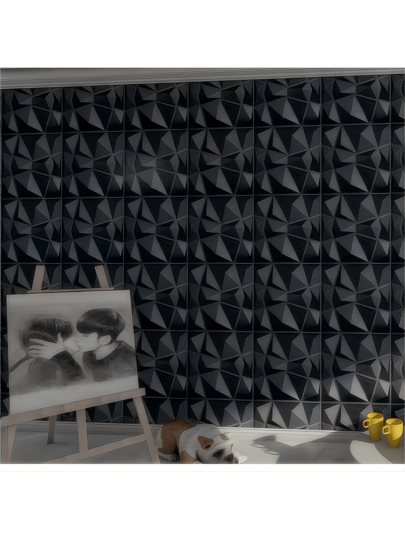 NKEN Art 3D PVC Wand Panels In Diamond .11.8 11.8"/19.7*19.7" Matt White/Black/Pink Material, Odorless, Lightweight, Easy To Install, Fire Resistant, Waterproof Moisture Proof, ation Homes, Rooms, Bathrooms, Bedrooms, Living Rooms.. ations. ,Wallpaper Adhered The Becomes Art. view 2