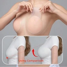 Women's Breast Patch: Silicone Breast Lift Breast Patch Reusable Adhesive Bra With Fixing Tape - Seamless And Invisible Nipples Cover - Dusty Pink - View 5