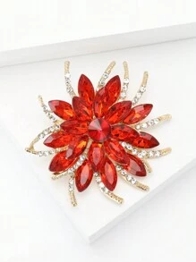 1 件时尚玻璃水钻花胸针，适合女性日常佩戴情人节、妈妈、母亲、母亲节、礼物 - 水鑽花朵 - 查看 3
