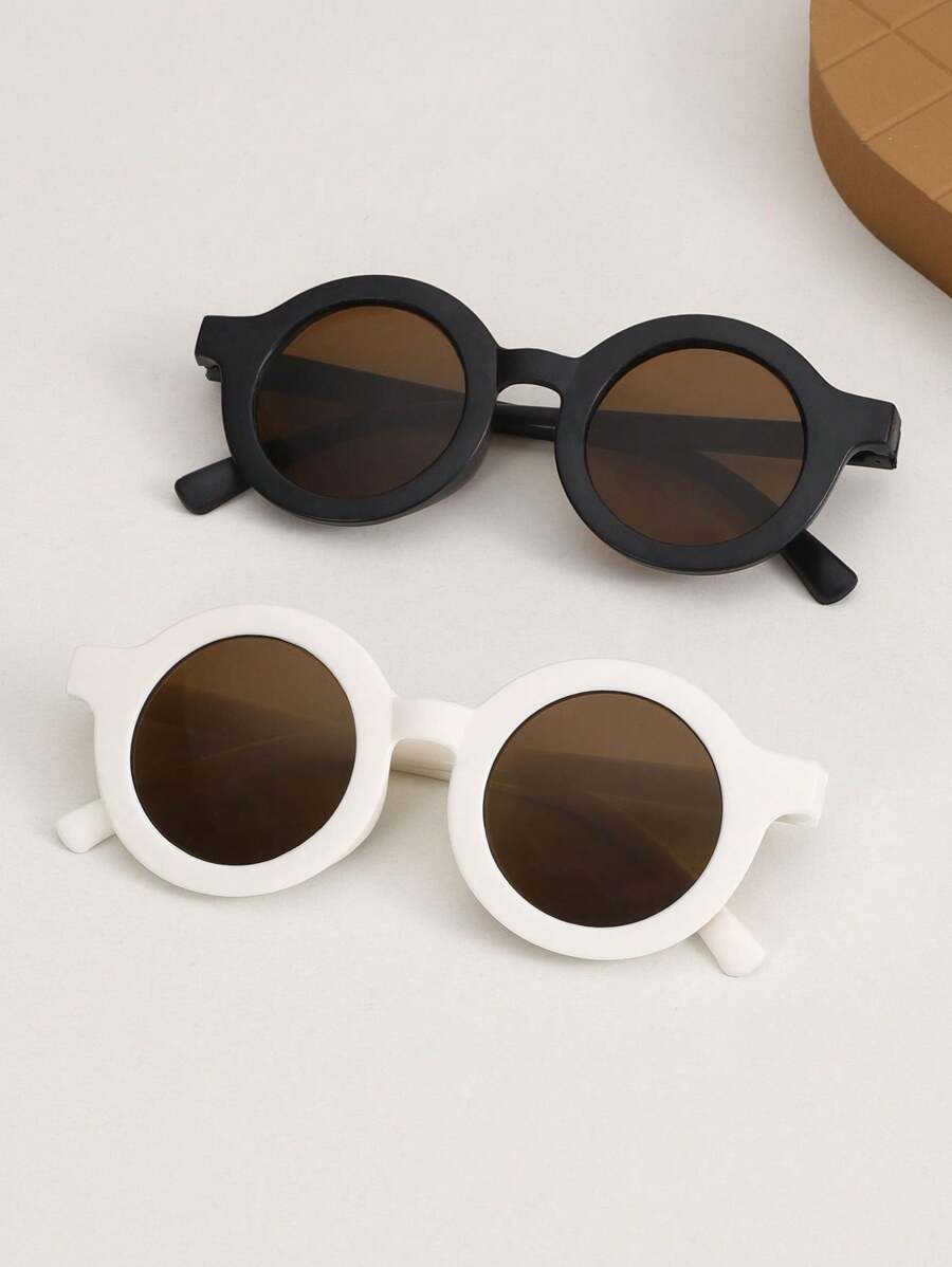 2pcs Children's Round Minimalist Fashion Glasses, Suitable For Boys, Girls, Concerts, Parties, Outdoor Travel