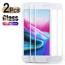 2 件全覆盖钢化玻璃适用于 7 8 6 6S Plus iPhone7 iPhone8 iPhone6 屏幕保护膜适用于 SE 2020 2023 SE2 SE3 Se 屏幕保护黑/白玻璃膜适用于 16/16 Plus/16 Pro/16 Pro Max/15/15Pro/15 Plus/15 Pro Max/14/13/12/11 生日、家人、朋友的礼物手机屏幕保护膜、手机配件防水防震防摔防摔防刮防指纹