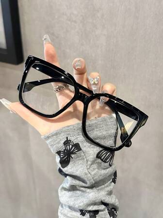 1pc Women Casual Style Classic Square Elegant Clear Glasses For Daily Life Driving Camping Fishing Back To School Accessories