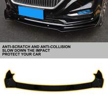 8pcs Glossy Black Front Bumper Spoiler Body Kit / 29.4 X 1.8 X 3.5 In Side Skirts /17.7 X 4.9 In Rear Lips /Adjustable 8-11" Splitter Rods For Audi BMW Chevrolet Civic Benz