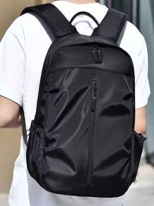 Waterproof Nylon Men's Backpack For Students And Travelers School Backpack Back To School Commute Book Bag Large Capacity School Bag For Books - Black - View 1