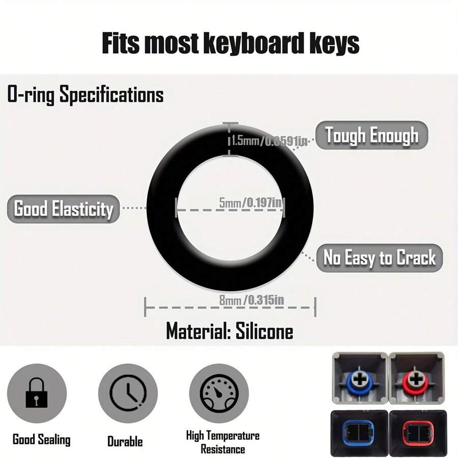 150PCS Rubber O Ring Switch Dampeners Damper For Mechanical Keyboard