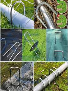 50/100/200入組U形花園釘，用於固定草皮、景觀布料、地面布、花園網，鍍鋅鋼花園釘，景觀蓋釘，附地面夾和墊圈 - 彩色 - 查看 6