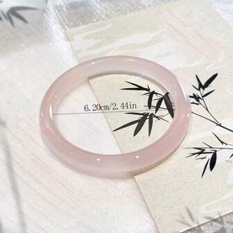 1pc Pink Faux Jade Bangle Bracelet, Sweet & Versatile Jade Bangle Bracelet For Women Under 75kg, A Great Gift For Girlfriend, Mother