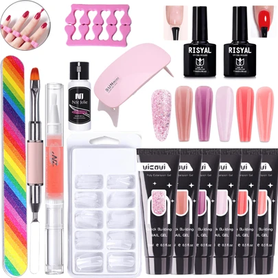 Kit Gel De Extención De Uñas Esmaltes Mate Cepillo Manicure, Kit Poligel Kit De Uñas Acrilicas Kit Para Uñas Polygel, Kit De Uñas Acrilicas Polygel De Completo Decoracion
