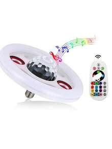 Foco Led De Música Con Altavoz Bocina Bluetooth, Bombilla Inteligente Inalámbrica Base E27(No incluye), Foco Altavoz Cambio de Color Rgb, Control Remoto Para Fiestas, Hogar, Decoraciones Navideñas - Multicolor - Ver 3