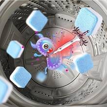 12-Piece Set Of Deep Cleaning Effervescent Tablets For Washing Machine Water Tank - Powerful Deodorizing And Descaling Solution - Effective Household Cleaning Tool For Fresh Laundry - Blue and White - View 6