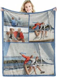 Customized 5-Photo Collage Blanket With Text, Perfect For Birthdays, Anniversaries, Weddings, Halloween, Christmas, Or As A Personalized Gift For Boyfriends/Girlfriends. - 5 Photos - View 6