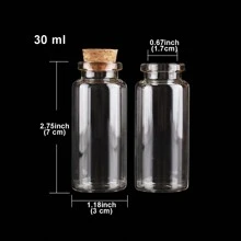 24pcs/Lot 10ml/15ml/20ml/25ml/30ml/40ml/45ml/50ml/55ml/60ml Transparent Glass Bottles With Cork Stopper, DIY Craft Small Bottle, Wishing Bottle, Home Decoration, Storage Jars Best Gifts Birthday Graduation