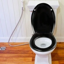 LILIIN 45 X 38cm Black Pattern Toilet Lid WC Seat With Soft Close Made Of Duroplast And Stainless Steel, Antistatic Antibacterial Easy To Clean Removable For Most Toilet Lids Wall Hung WC - Black Pattern - View 4