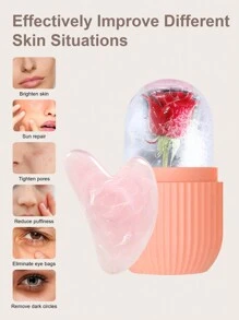 1 件冰面滚轮或/1 件刮痧按摩工具或/2 件冰面滚轮和刮痧套装，冰面滚轮用于缓解面部和眼部浮肿美容面部滚轮模具冰敷按摩护肤工具用于提亮润滑收缩毛孔去除细纹，万圣节礼物，圣诞节礼物（粉色）