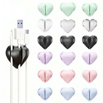 3PCS/Pack Unique Heart Shaped Cable Holder Multifunctional Adhesive Cabel Organizer Cable Tie Clip Cable  Securing Clip Headphones Cable Clips  Lovely Heart-Shaped Car Cable Holder Car Charger Line Clasp