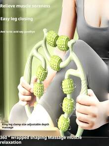 1件環形腿夾式按摩器，適用於腿和小腿，瑜伽按摩滾筒可舒緩肌肉，6個滾輪 - 彩色 - 查看 1