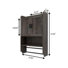 Bathroom Wall Cabinet With Doors,Adjustable Shelf,Towel Bar And Paper Holder, Over The Toilet Storage Cabinet, Medicine Cabinet For Bathroom-Grey - 灰色 - 查看 3