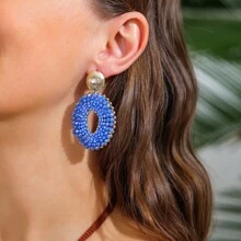 1 Paar handgefertigte kristall-perlen geometrische runde Hängeohrringe, elegante leichte bohostil mehrfarbige perlen ohrringe für Frauen, geeignet für Alltag, Urlaub und Partytragen - Ohrringe - Übersicht 17