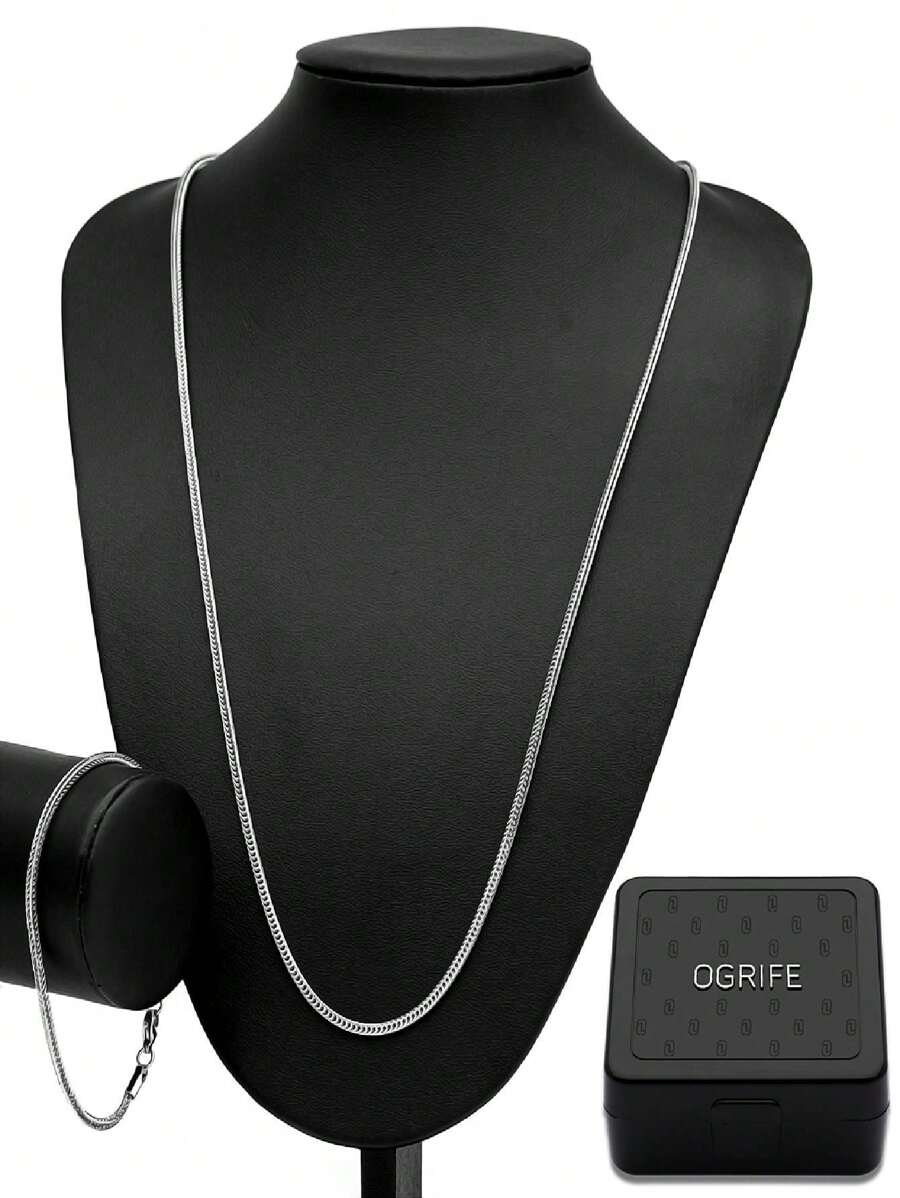 Men'S Necklace Sets - 銀色 - 查看 1