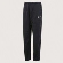 Nike 纯色徽标刺绣松紧腰部保暖内衬运动裤，适合男友风格男士，黑色 DQ4857-010 - 黑色 - 查看 1