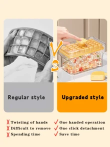 Ice Cube Tray With Lid And Bin, 2 Packs For Freezer, 68Pcs Ice Cube Mold-Green - Green - View 4