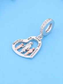 1 Stück minimalistischer 925er Sterling Silber rosé goldener zweifarbiger Familien Gehende Anhänger Perle DIY Jahrestags Geburtstags Geschenk Valentinstag - Silber - Übersicht 4