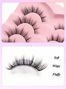 Asiteo 7对自然款假睫毛，透明睫毛柄，轻盈蓬松，柔软仿貂毛材质，可延长睫毛长度 - 黑色 - 查看 4