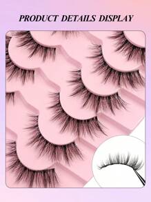 Asiteo 7对自然款假睫毛，透明睫毛柄，轻盈蓬松，柔软仿貂毛材质，可延长睫毛长度 - 黑色 - 查看 3