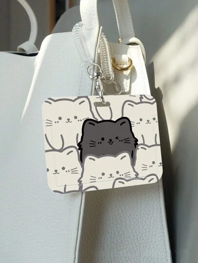 1pc Creative Cartoon Style Card Holder With Elastic Retractable Spring Rope, Suitable For Student Id, Meal Card, Transportation Card, Work Card, Etc. Back To School