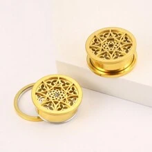 2PCS Flower 316 Stainless Steel Ear Gauges Stretcher Ear Plugs Tunnels Piercing Women Body Jewelry Earrings Valentines,Mom,Mother,Mother's Day,Gift