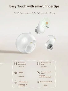 智能降噪設計小球睡眠無線耳機，超薄無感佩戴，設有掛繩 - 白色 - 查看 7