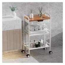 3 Tier Rolling Cart With Drawer, Metal Rolling Storage Cart With Table Top, Modern Utility Cart On Wheels Kitchen Cart Storage Organizer For Bathroom Office Living Room, White - Multicolor - View 1