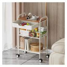 3 Tier Rolling Cart With Drawer, Metal Rolling Storage Cart With Table Top, Modern Utility Cart On Wheels Kitchen Cart Storage Organizer For Bathroom Office Living Room, White - Multicolor - View 3