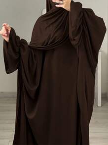 1pc Moisture-Wicking And Breathable Loose Comfortable Batwing Abaya, Suitable For Women's Daily Wear Without Headscarf Soft Hijab,Women Veil - 彩色 - 查看 13