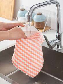 9pcs/Pack Household Wavy Texture Dish Cloths, Thick Coral Fleece Non-Stick Oil Slouchy Dishcloth Kitchen Cleaning Rags Randomly Assorted