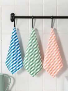 9pcs/Pack Household Wavy Texture Dish Cloths, Thick Coral Fleece Non-Stick Oil Slouchy Dishcloth Kitchen Cleaning Rags Randomly Assorted