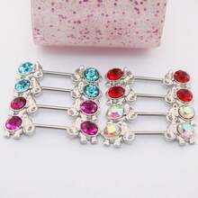 2pcs Set Of Body Piercing Jewelry With Nipple Rings And Elephant Shape, Gold Plated With Rhinestone Effect, European And American Fashion Personalized - Elephant Nipple Ring Gemstone - View 10