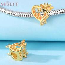 MISEFF 1 pieza del de abeja en panal del corazón plateado en oro de 18 quilates de plata esterlina S925 adecuado para pulseras, collares, manualidades de joyería de lujo, regalo de cumpleaños y San Valentín