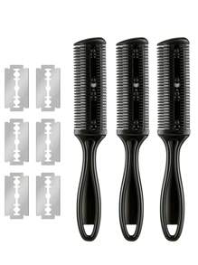 3 Pieces Razor Comb With 6 Pieces Razors, Hair Cutter Comb Cutting Scissors, Double Edge Razor, Hair Thinning Comb Slim Haircuts Cutting Tool, Hair Tools, Hair Products And Accessories For Barber Salon Beauty Back To School, Travel Holiday Essentials, Hair Accessories For Women, Slick Back Brush, Barber Accessories, Hair Dryer, Hair, Barber, Hair Tools, Hair Products, Hair Dryer, Hair Brush, Barber, Barber Accessories, Hairdressing Equipment, Hairstyle, Hairdressing, Barber, Barber Accessories, Barbershop, Hairdressing Equipment