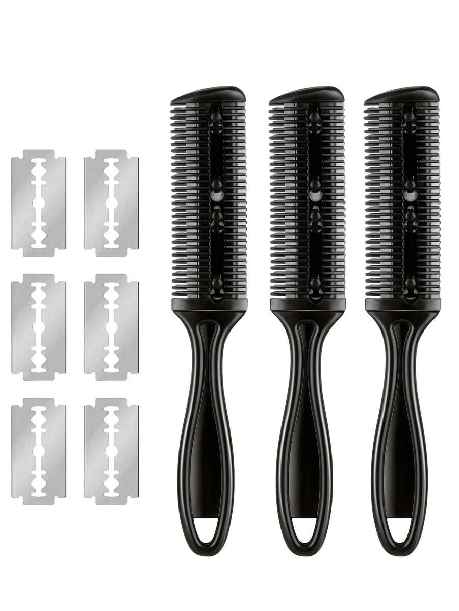 3 Pieces Razor Comb With 6 Pieces Razors, Hair Cutter Comb Cutting Scissors, Double Edge Razor, Hair Thinning Comb Slim Haircuts Cutting Tool, Hair Tools, Hair Products And Accessories For Barber Salon Beauty Back To School, Travel Holiday Essentials, Hair Accessories For Women, Slick Back Brush, Barber Accessories, Hair Dryer, Hair, Barber, Hair Tools, Hair Products, Hair Dryer, Hair Brush, Barber, Barber Accessories, Hairdressing Equipment, Hairstyle, Hairdressing, Barber, Barber Accessories, Barbershop, Hairdressing Equipment