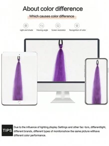 1 Pc Purple 28inch Braided Hair With Elastic Elastic Band Wig Women's Hair Extensions Pink Purple Gradient Braided Ponytail Synthetic Material - Purple - View 8