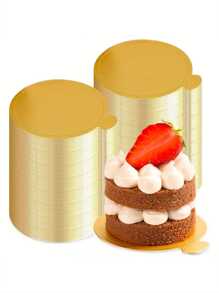 50入方形金色厚慕斯蛋糕紙板套裝，婚禮蛋糕糕點底座，迷你蛋糕板，蛋糕切片底部，慕斯墊，甜點，塑料和紙板三角形和圓形墊子，蛋糕切割托盤