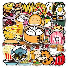 50入組卡通食品圖案卡通動漫古卡貼紙，可愛時尚愛心塗鴉防水貼紙，適用於筆記型電腦、水瓶、滑板、手機等 - 彩色 - 查看 3