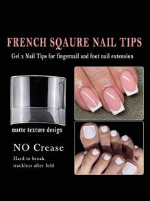 600 cái móng giả kiểu Pháp dạng gel, móng chân ngắn vuông trong suốt, móng giả mềm dạng gel, móng giả kiểu Pháp dùng cho móng acrylic, móng nối, móng dán. - Trong sáng - Xem 3