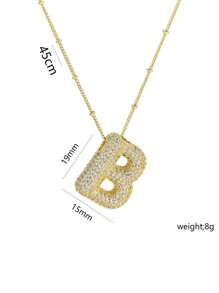 1 Peça de Novo Colar de Pingente de Letra A-Z com Micro Pavé de CZ de Luxo, Colar de  de Letra de Nome Inicial masculino e feminino, eletroplatedo com ouro de 18k.